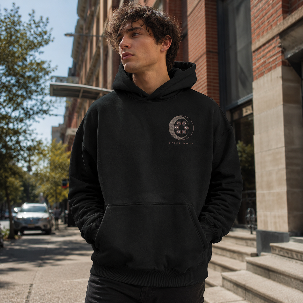 Black hoodie with Kokushibo Demon Slayer Moon Breath graphic – photo 4
