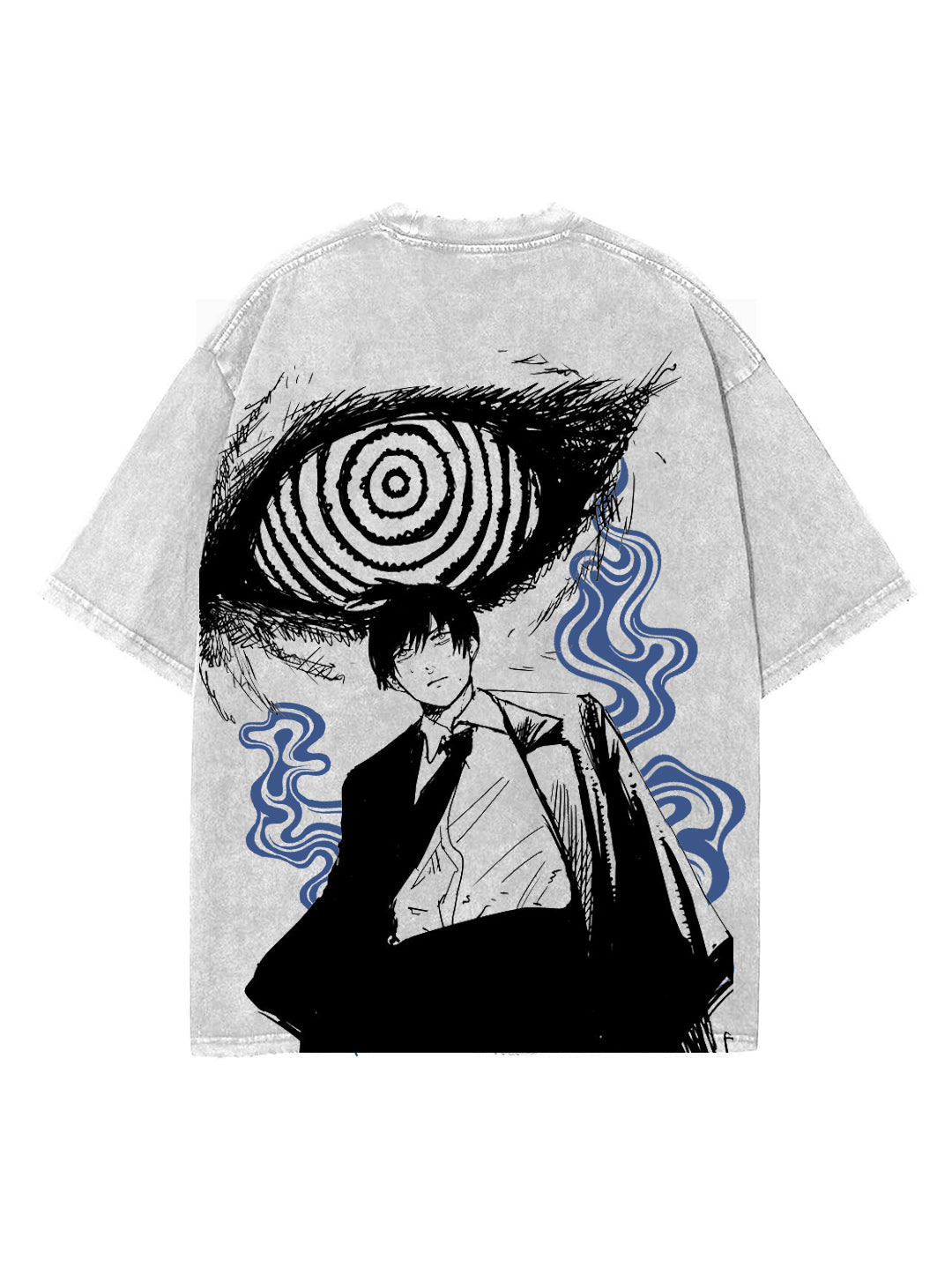 Washed grey t-shirt with Chrollo Lucilfer Hunter X Hunter Devil's Hound graphic – photo 1