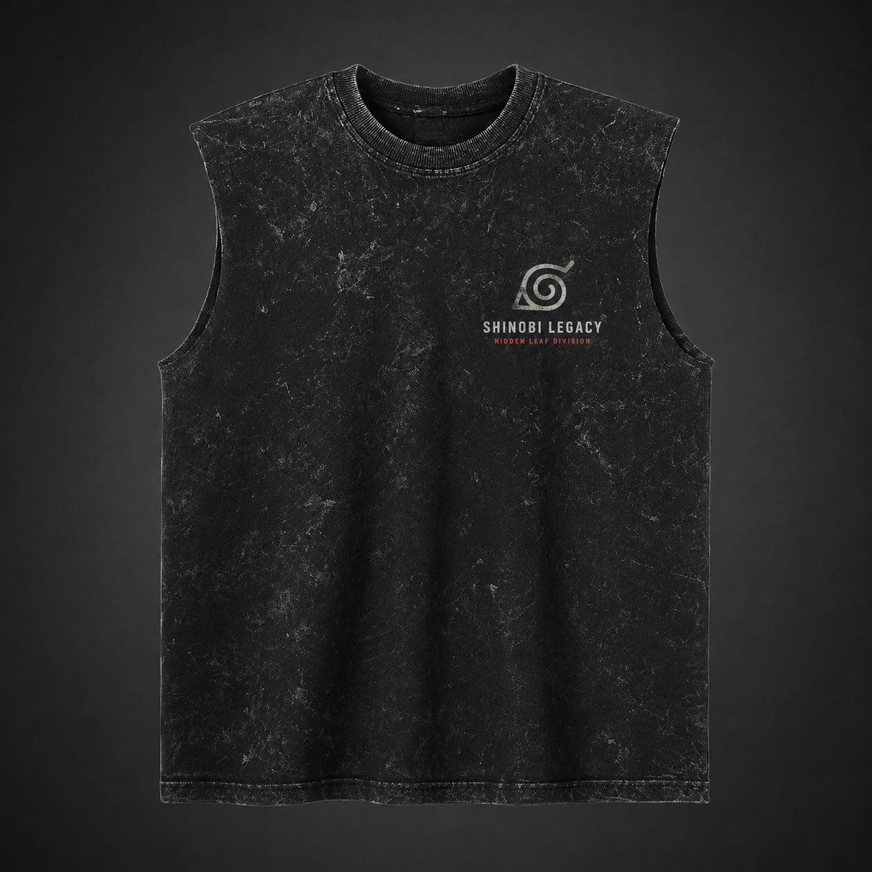 Washed black tank top with Kurama Naruto Shinobi Legacy graphic – photo 2