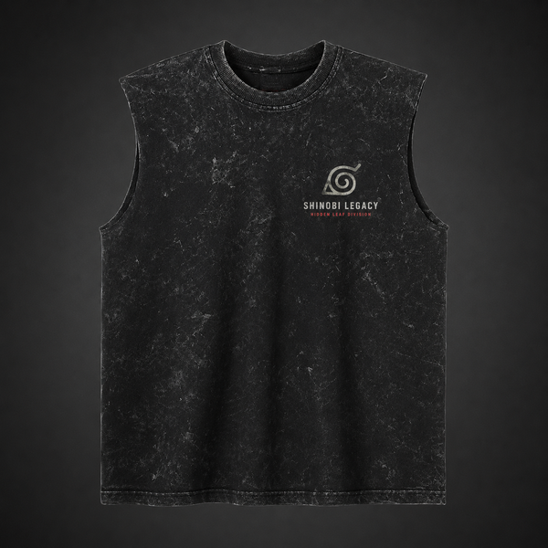 Washed black tank top with Kurama Naruto Shinobi Legacy graphic – photo 2