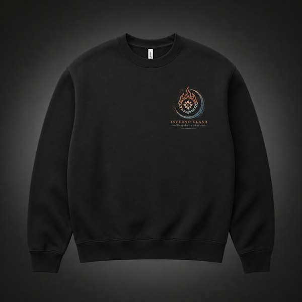 Black sweatshirt with Kyojuro Rengoku, Akaza Demon Slayer Inferno Clash graphic – photo 2