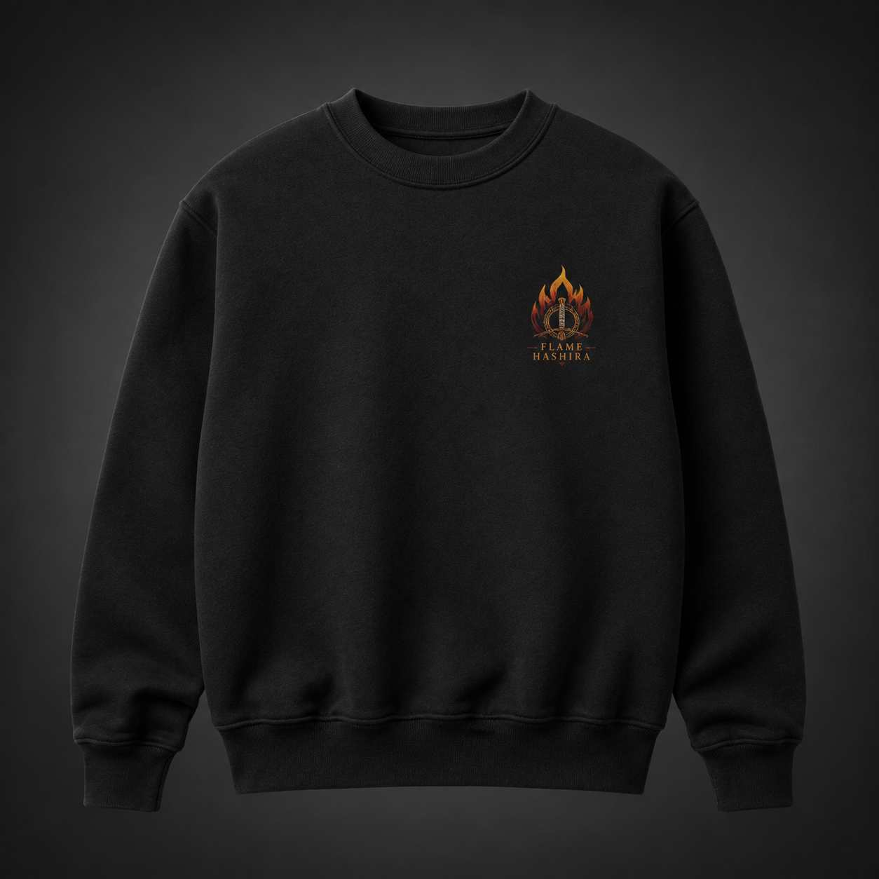 Black sweatshirt with Kyojuro Rengoku Demon Slayer Flame Hashira graphic – photo 2
