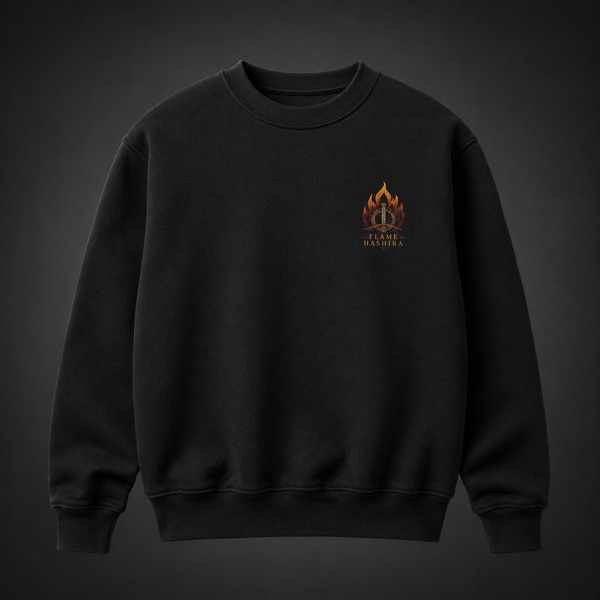 Black sweatshirt with Kyojuro Rengoku Demon Slayer Flame Hashira graphic – photo 2