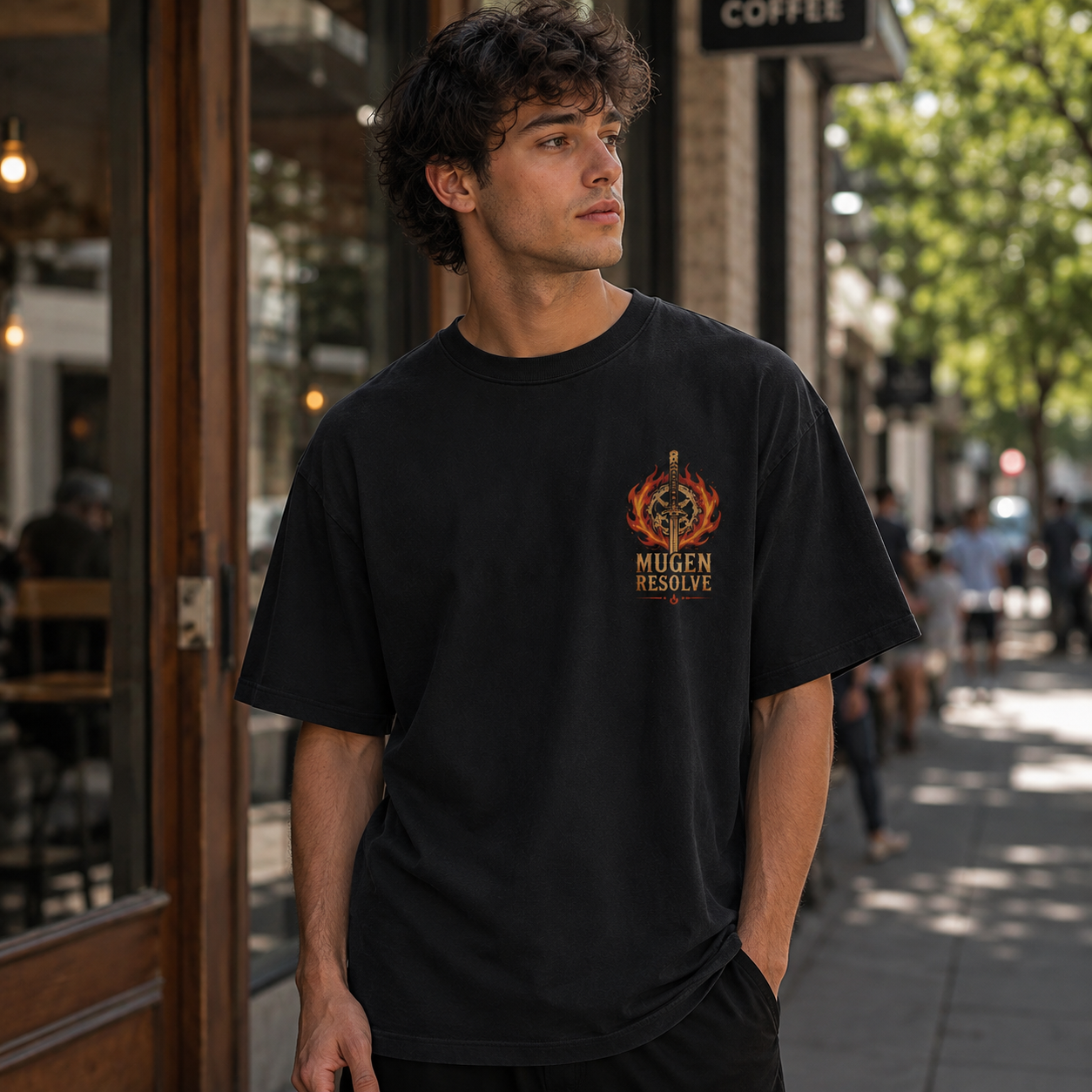 Black t-shirt with Kyojuro Rengoku Demon Slayer Heart Of Flame graphic – photo 4