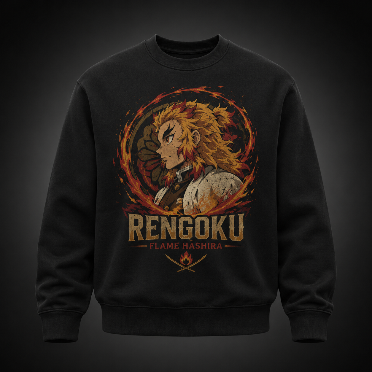 Black sweatshirt with Kyojuro Rengoku Demon Slayer Ninth Form Rengoku graphic – photo 2