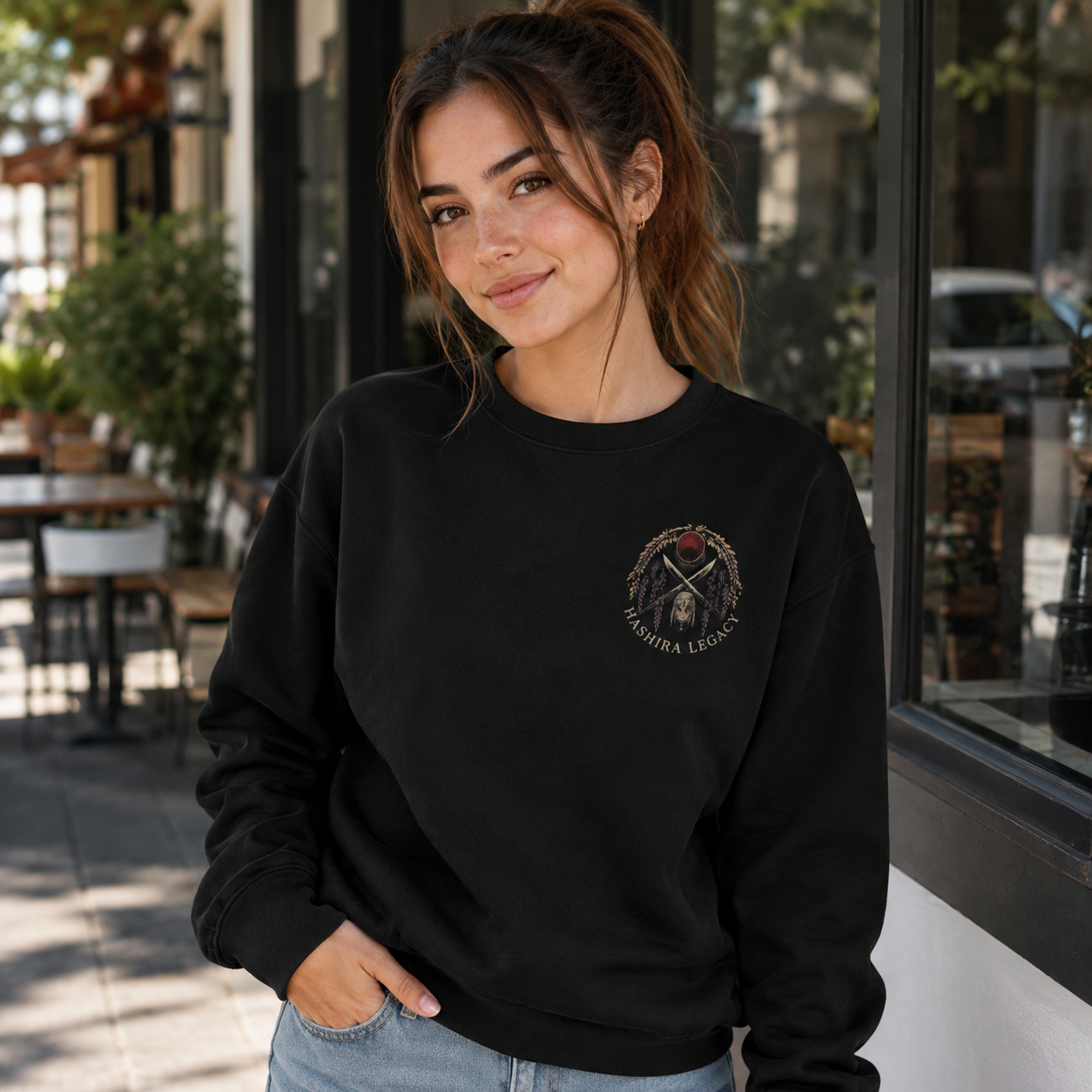 Black sweatshirt with Kyojuro Rengoku, Giyu Tomioka, Shinobu Kocho, Tengen Uzui Demon Slayer Corps Assembly graphic – photo 4