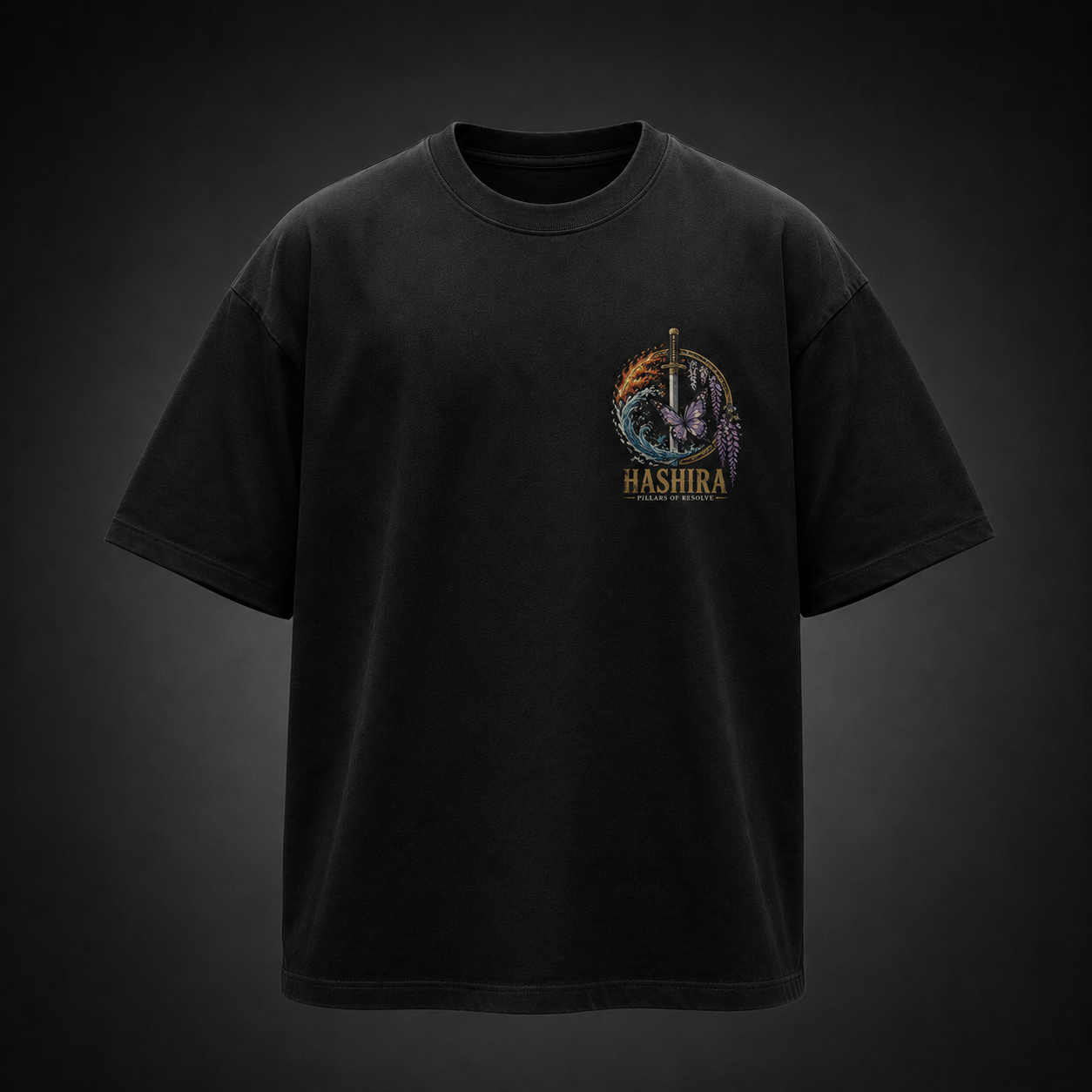 Black t-shirt with Kyojuro Rengoku, Giyu Tomioka, Shinobu Kocho, Tengen Uzui Demon Slayer Pillars Of Resolve graphic – photo 2