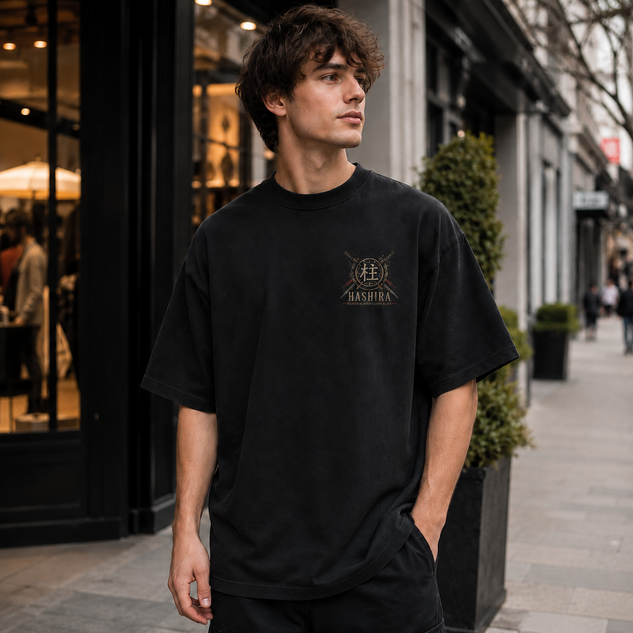 Black t-shirt with Kyojuro Rengoku, Giyu Tomioka, Shinobu Kocho, Tengen Uzui, Muichiro Tokito Demon Slayer Corps Elite graphic – photo 4
