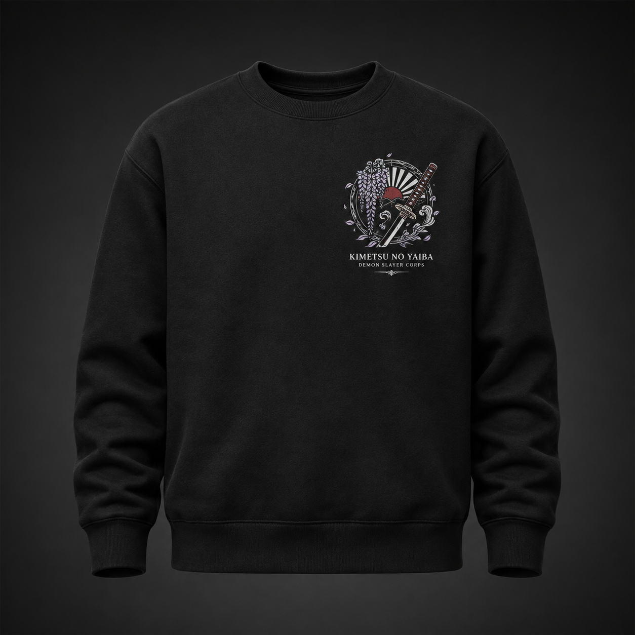 Black sweatshirt with Kyojuro Rengoku, Giyu Tomioka, Tanjiro Kamado, Nezuko Kamado Demon Slayer Breathe Fight Protect graphic – photo 2