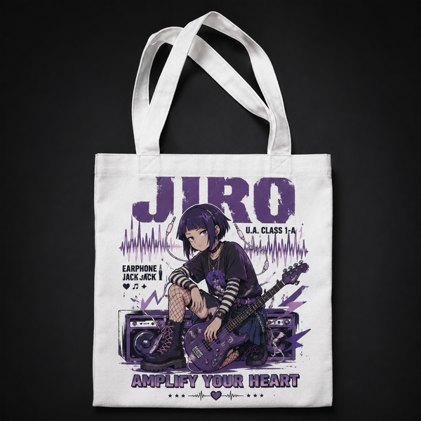 Natural tote bag with Kyoka Jiro My Hero Academia Amplify Your Heart graphic – photo 1