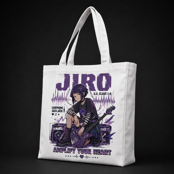 Natural tote bag with Kyoka Jiro My Hero Academia Amplify Your Heart graphic – photo 2
