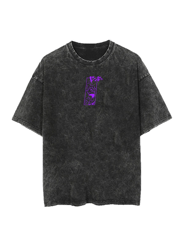 Washed black t-shirt with Monkey D. Luffy One Piece Heartbeat of Freedom graphic – photo 2