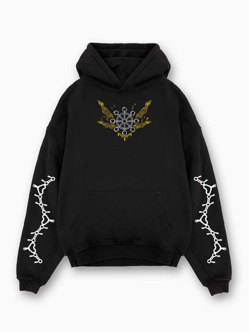 Black hoodie with Ryomen Sukuna Jujutsu Kaisen Ultimate Adaptation graphic – photo 2