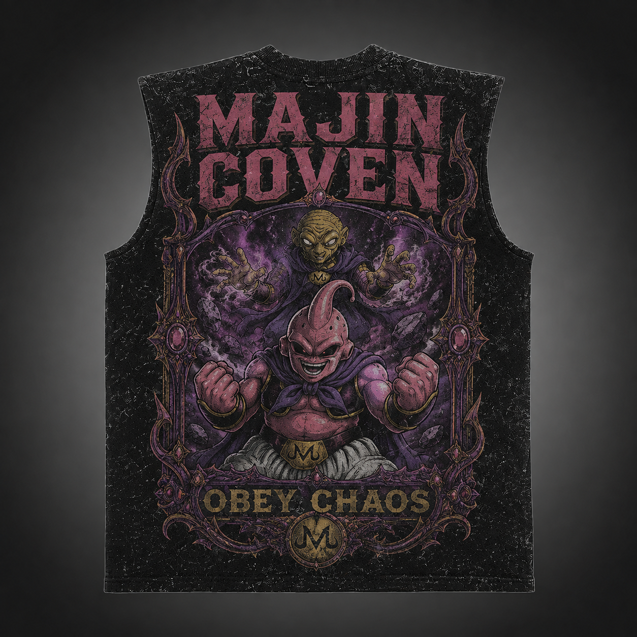 Washed black tank top with Majin Buu & Babidi Dragon Ball Majin Coven graphic – photo 1