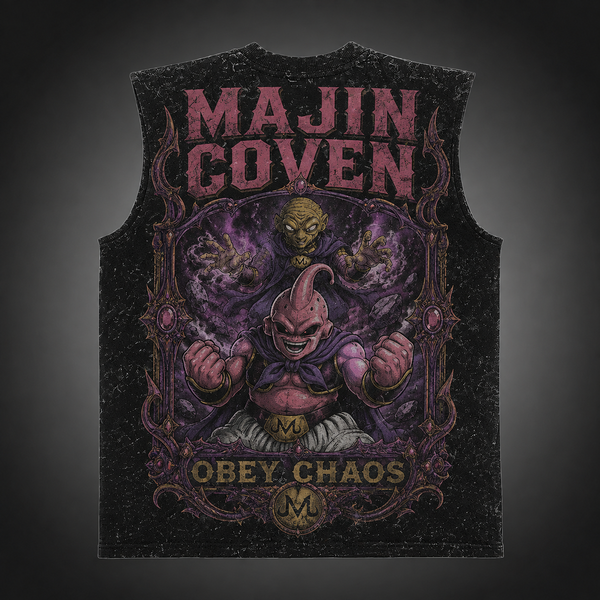 Washed black tank top with Majin Buu & Babidi Dragon Ball Majin Coven graphic – photo 1