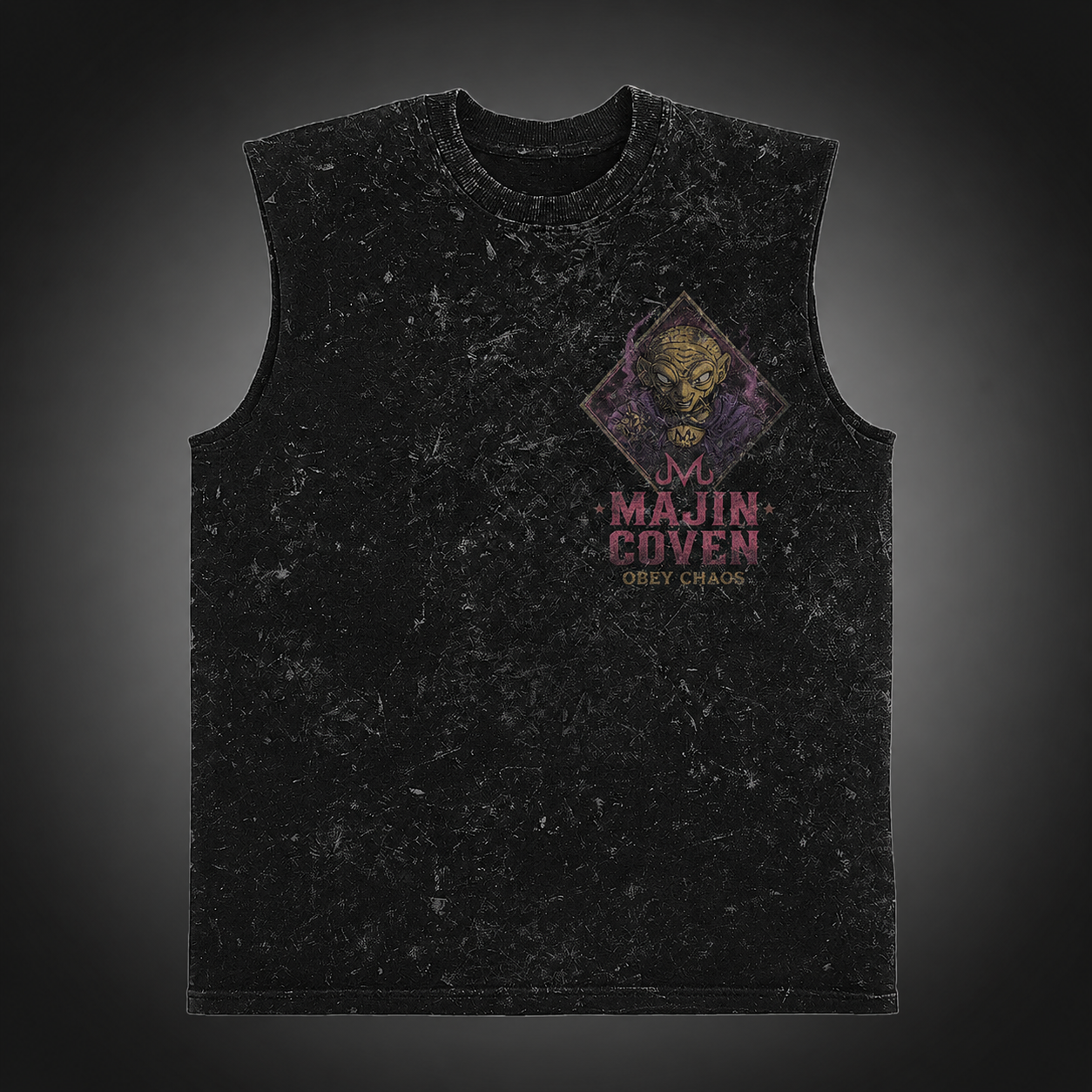 Washed black tank top with Majin Buu & Babidi Dragon Ball Majin Coven graphic – photo 2