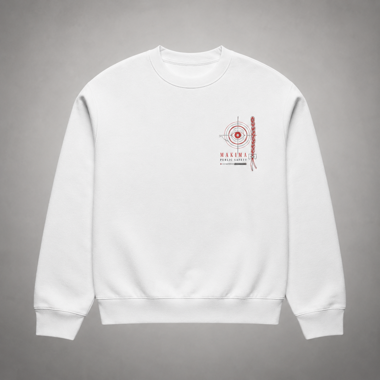White sweatshirt with Makima Chainsaw Man Control The Chaos graphic – photo 2