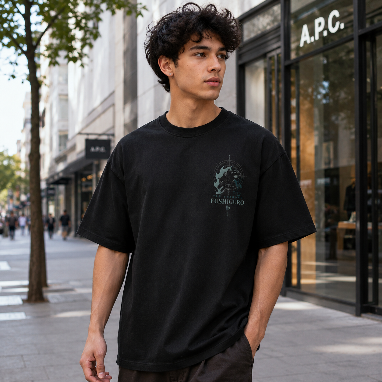 Black t-shirt with Megumi Fushiguro Jujutsu Kaisen Ten Shadows Technique graphic – photo 4