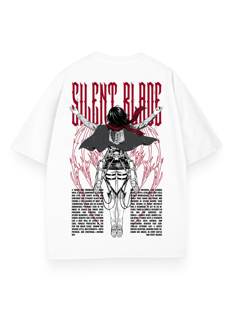 White t-shirt with Mikasa Ackerman Attack On Titan Crimson Scarf graphic – photo 1