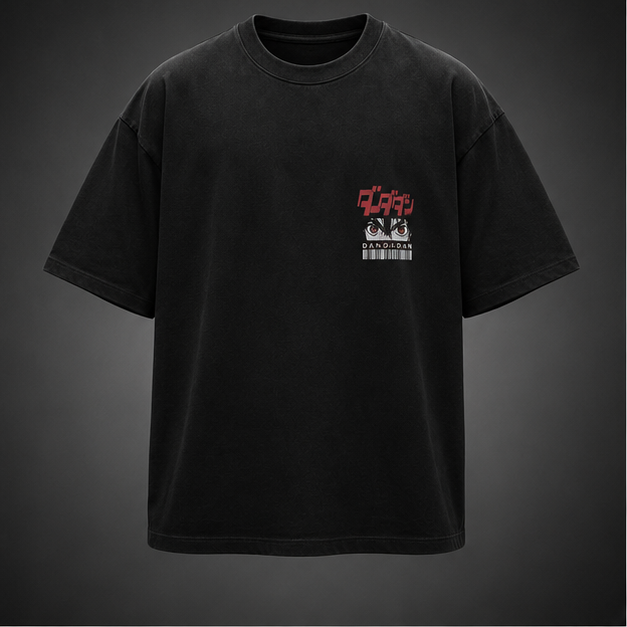 Washed black t-shirt with Momo Ayase & Turbo Granny Dandadan Occult Lightning Duo graphic – photo 2