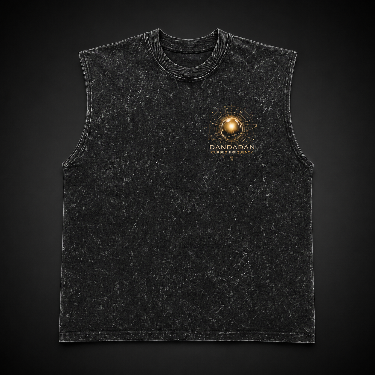 Washed black tank top with Momo Ayase & Turbo Granny Dandadan Speed Of The Occult graphic – photo 2