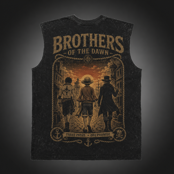 Washed black tank top with Monkey D. Luffy One Piece Brothers Of Dawn graphic – photo 1
