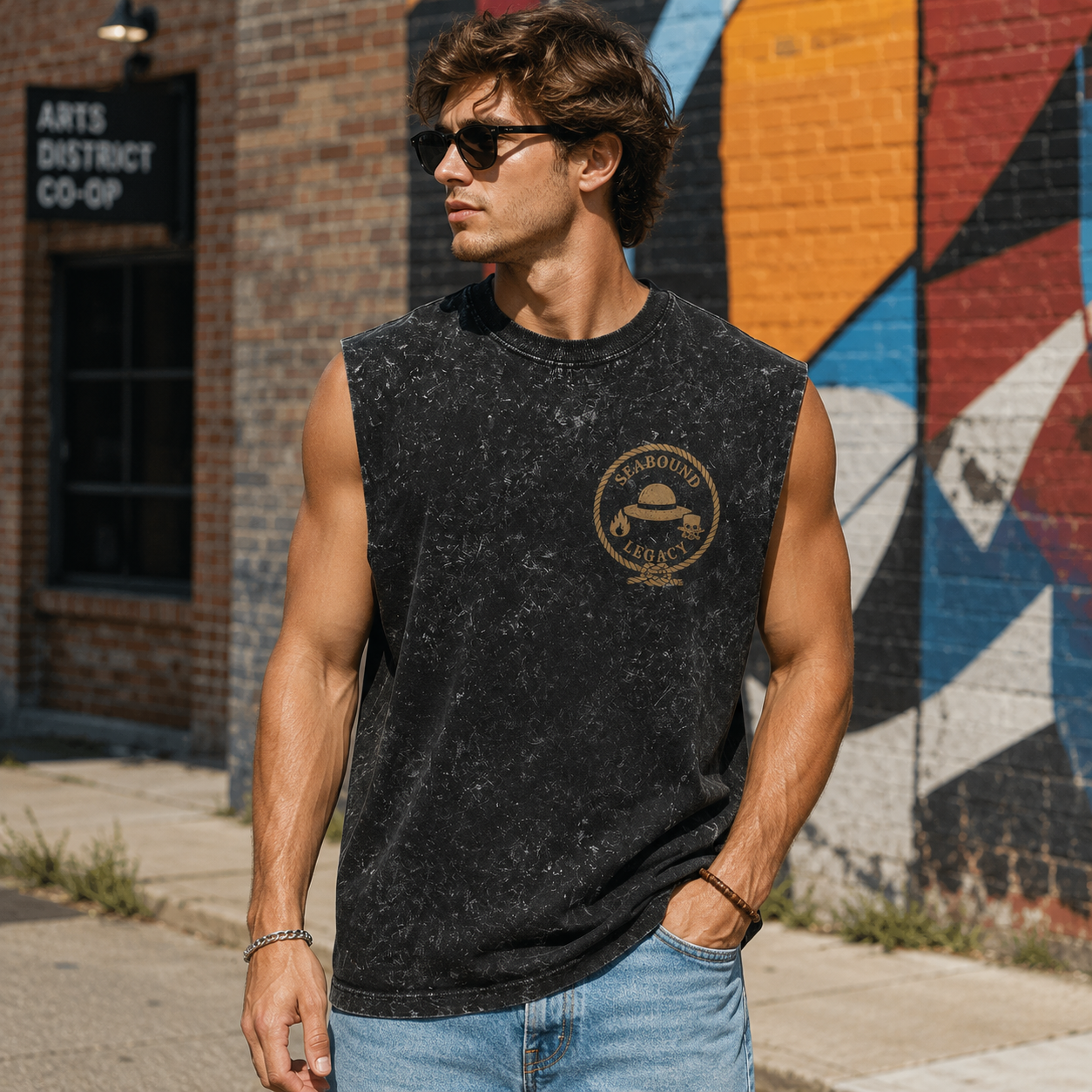 Washed black tank top with Monkey D. Luffy One Piece Brothers Of Dawn graphic – photo 4