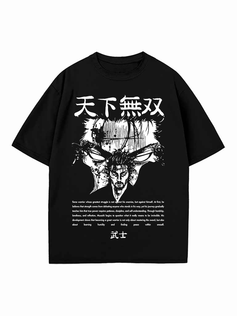 Black t-shirt with Miyamoto Musashi Vagabond Lone Blade graphic – photo 1