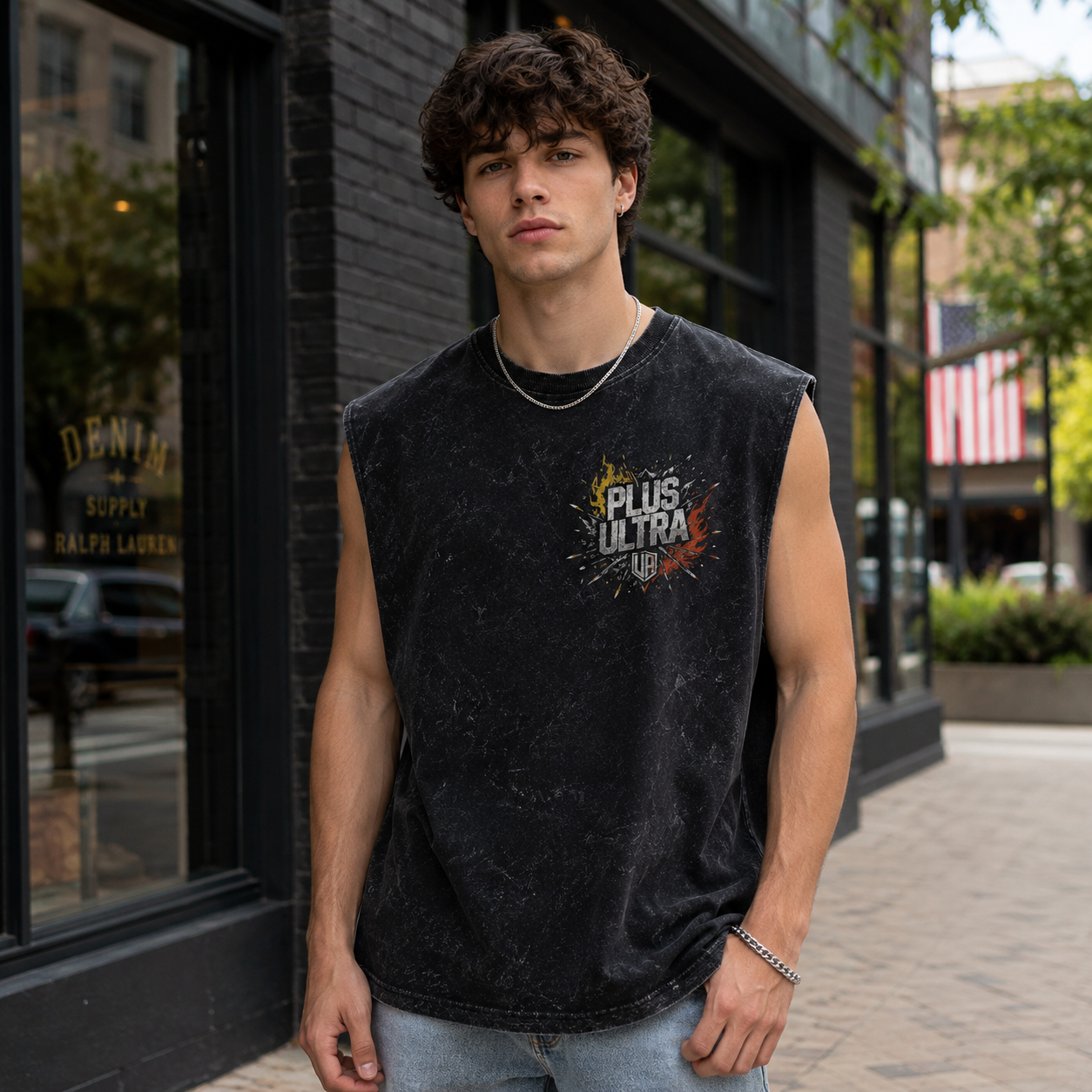 Washed black tank top with My Hero Academia U.A. Heroes Eyes graphic – photo 4