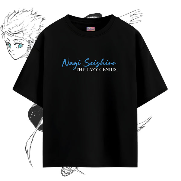 Nagi Seishiro Lazy Genius Script - Blue Lock Oversized Tee