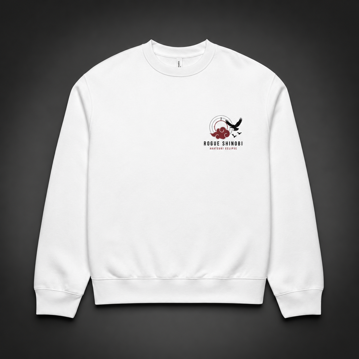 White sweatshirt with Naruto Akatsuki Eclipse Crest graphic – photo 1