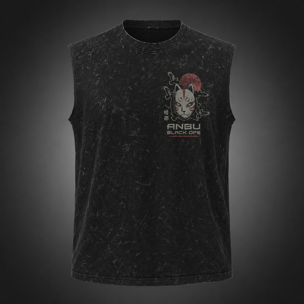 Washed black tank top with Naruto Shadow Enforcer graphic – photo 2