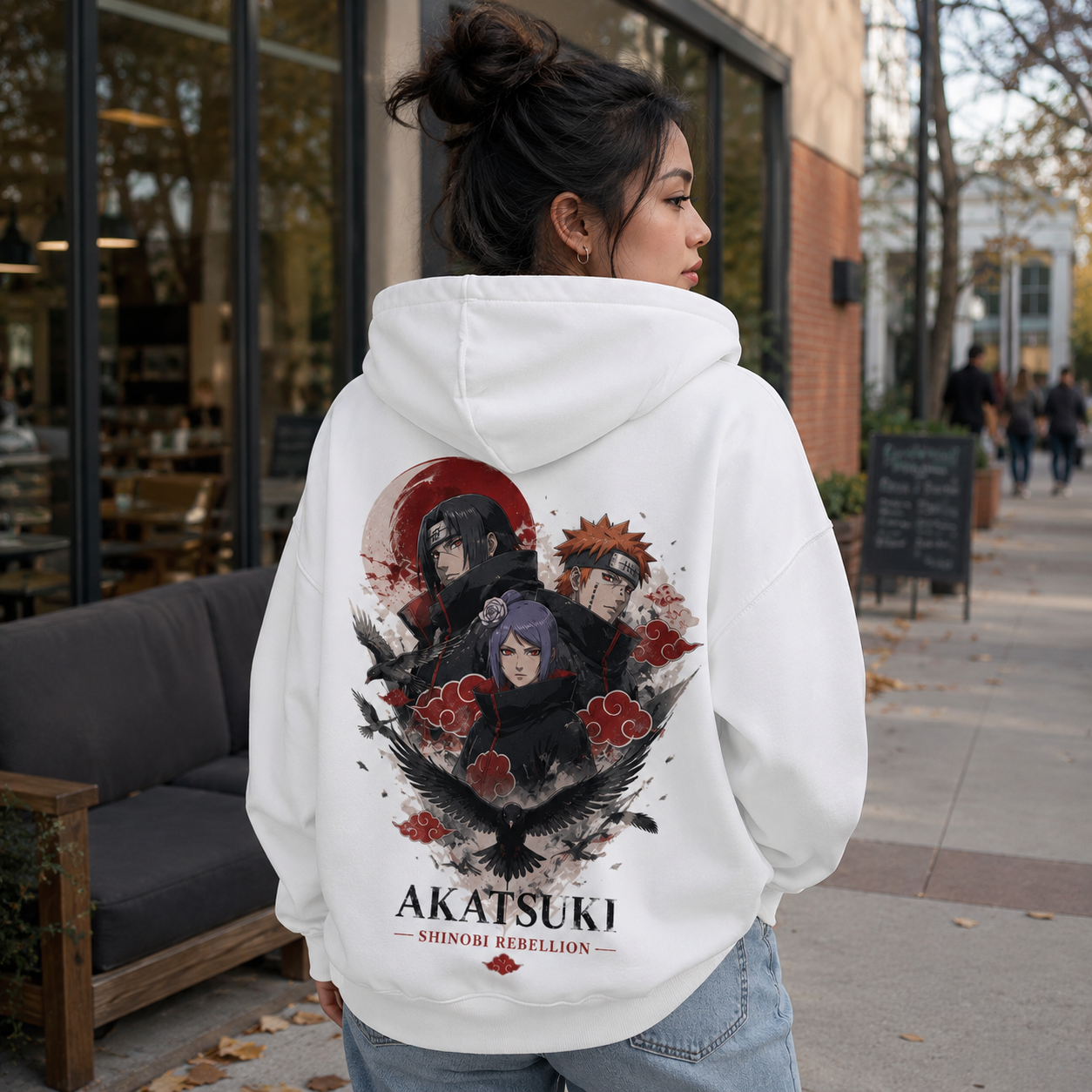White hoodie with Naruto Shinobi Rebellion graphic – photo 3