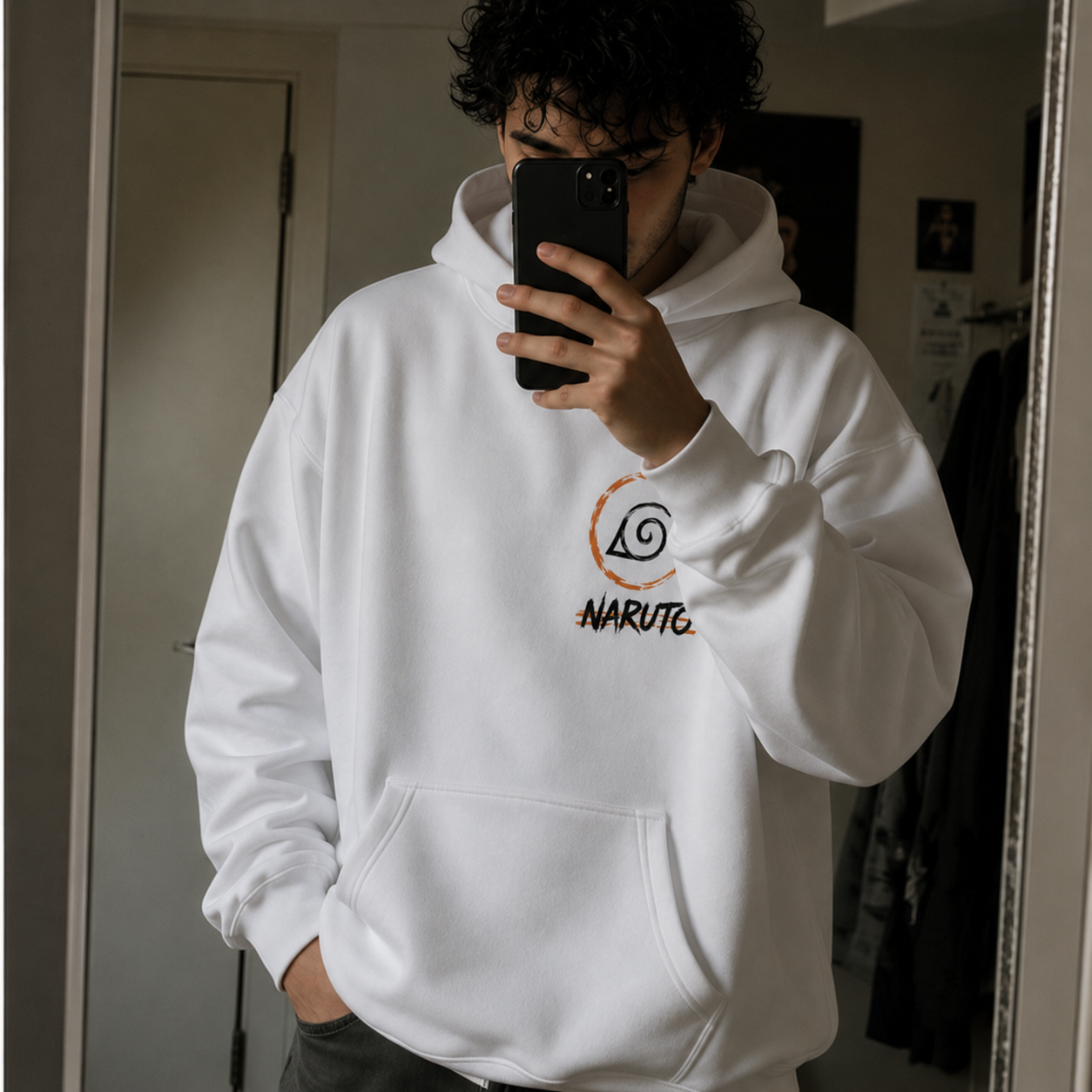 White hoodie with Naruto Uzumaki Naruto Ninja Way Sunset graphic – photo 4