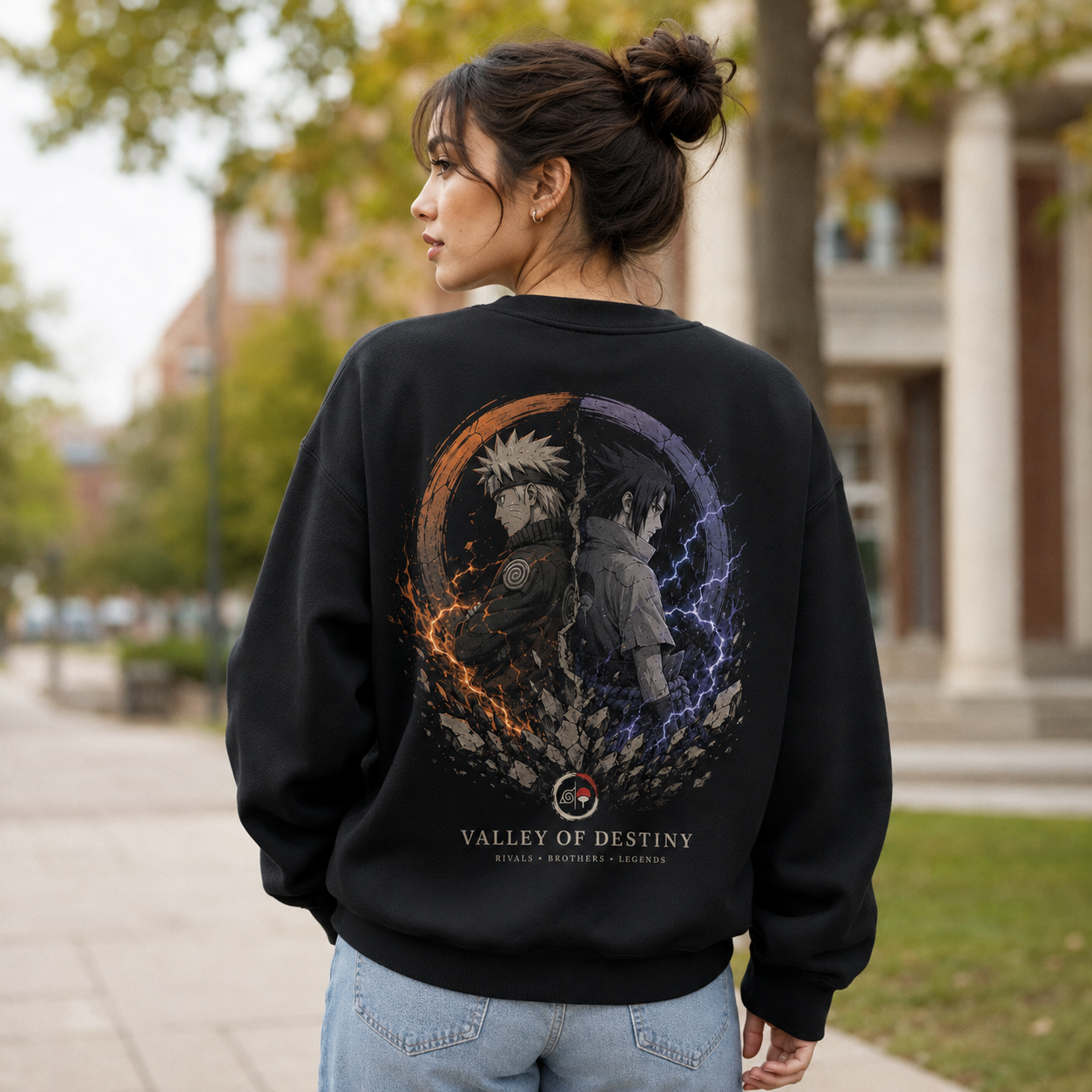 Black sweatshirt with Naruto Uzumaki & Sasuke Uchiha Naruto Valley Of Destiny graphic – photo 3