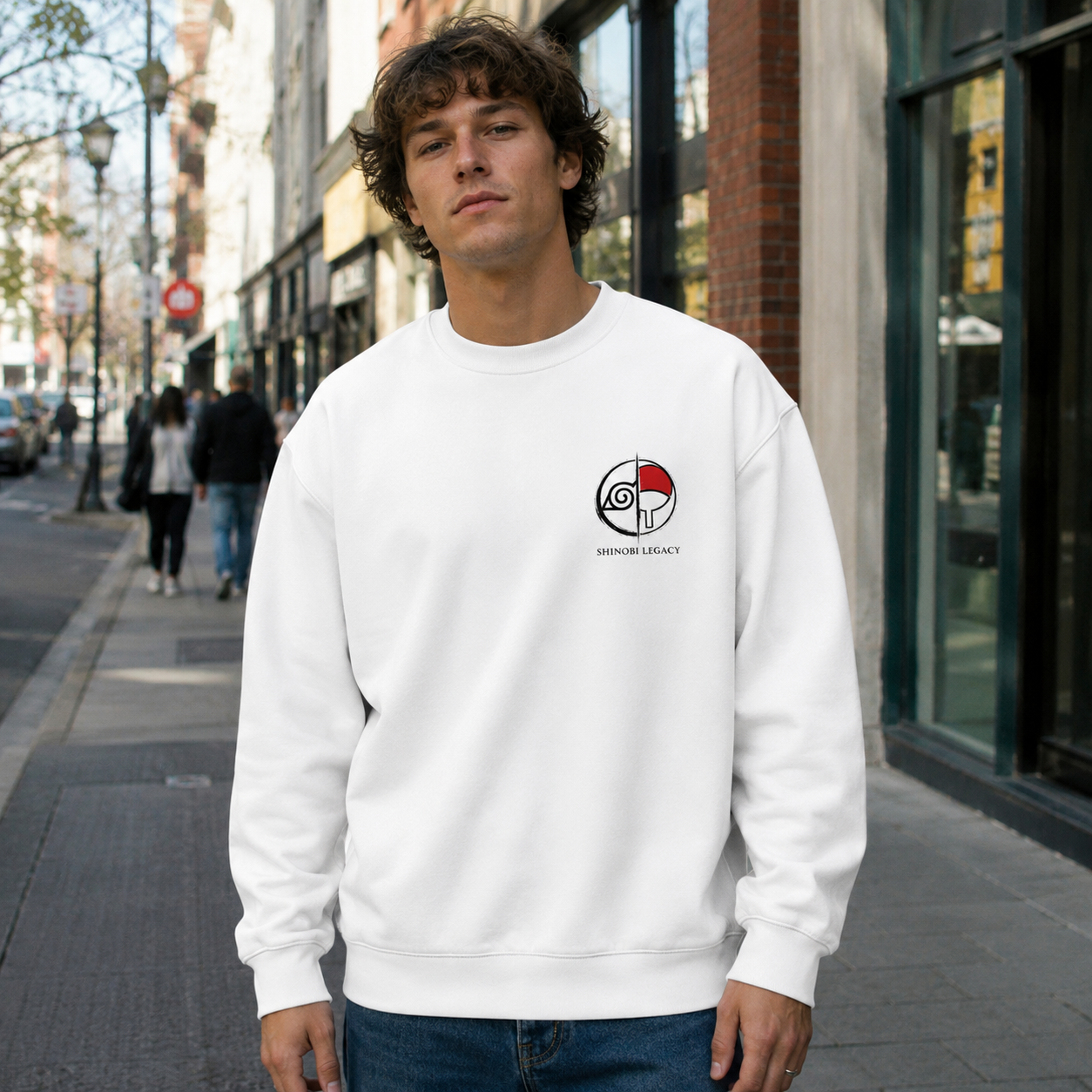 White sweatshirt with Naruto Uzumaki & Sasuke Uchiha Naruto Valley Of Destiny graphic – photo 4