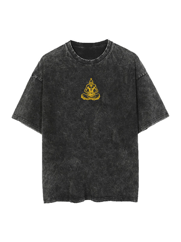 Washed black t-shirt with Isaac Netero Hunter X Hunter Old Master graphic – photo 2