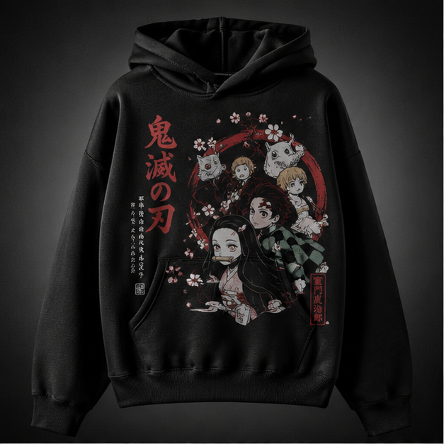 Black hoodie with Nezuko Kamado Demon Slayer Blossom Moon Nezuko graphic – photo 2