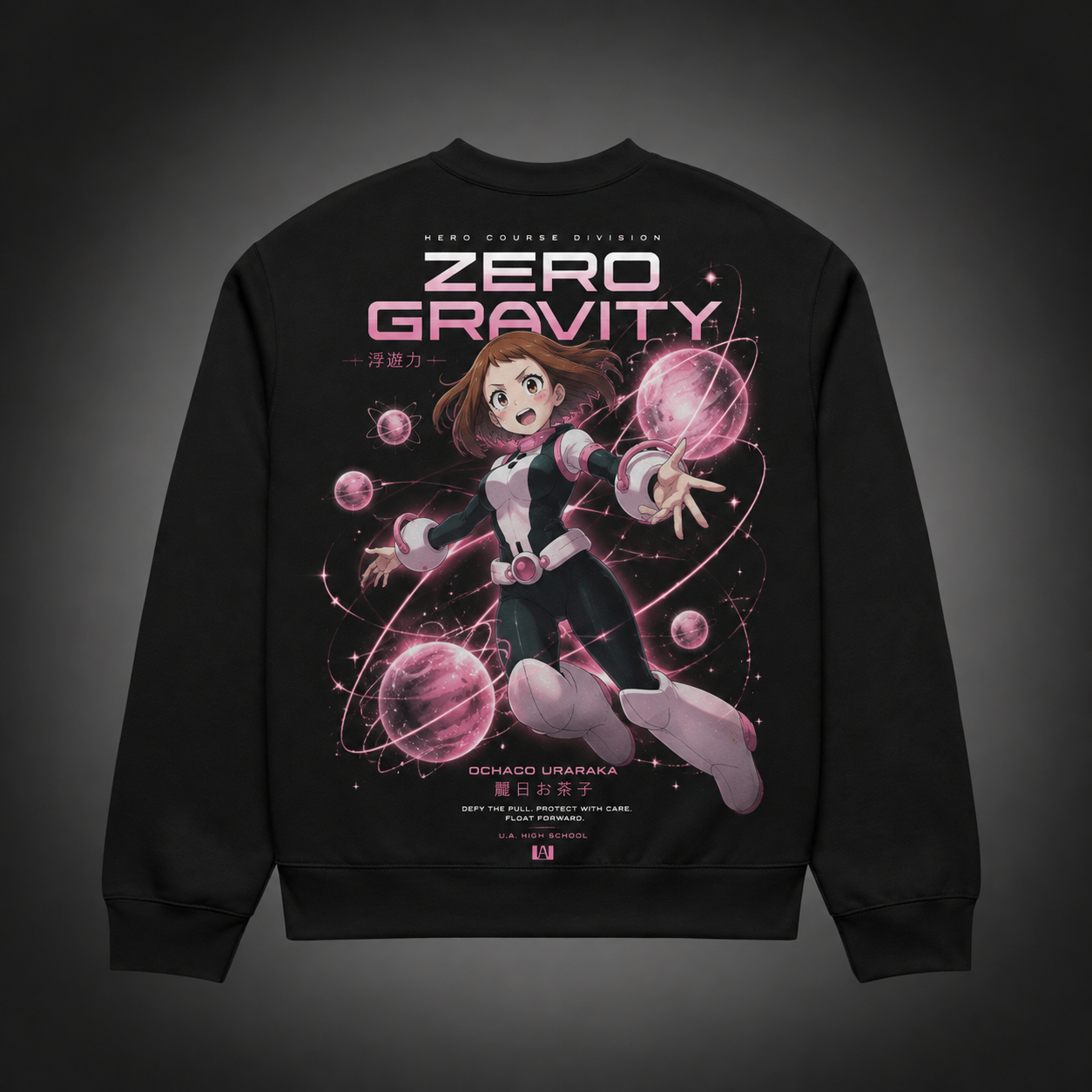 Black sweatshirt with Ochaco Uraraka My Hero Academia Zero Gravity graphic – photo 1