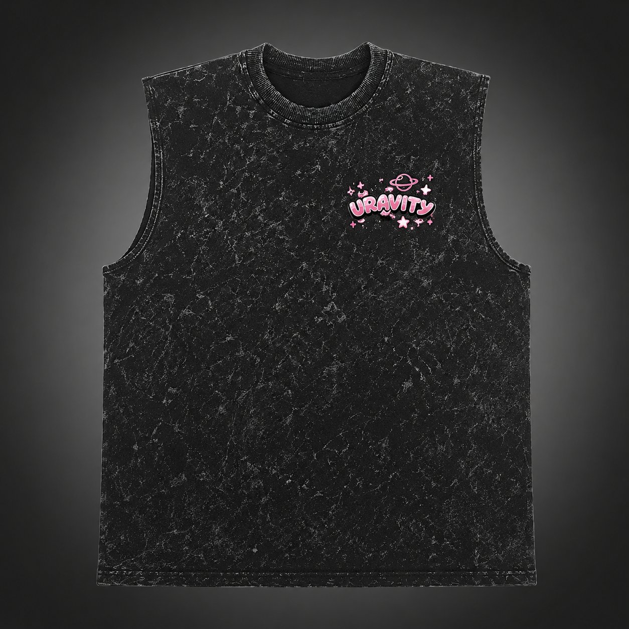 Washed black tank top with Ochaco Uraraka (Uravity) My Hero Academia Uravity Zero Gravity graphic – photo 2