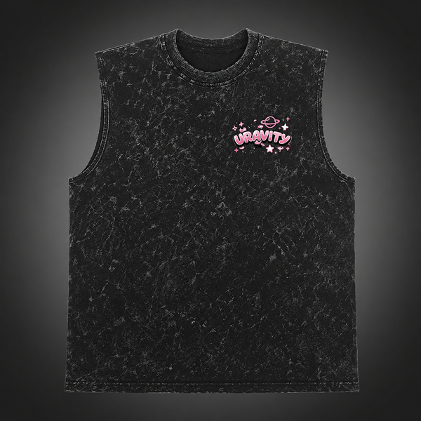 Washed black tank top with Ochaco Uraraka (Uravity) My Hero Academia Uravity Zero Gravity graphic – photo 2