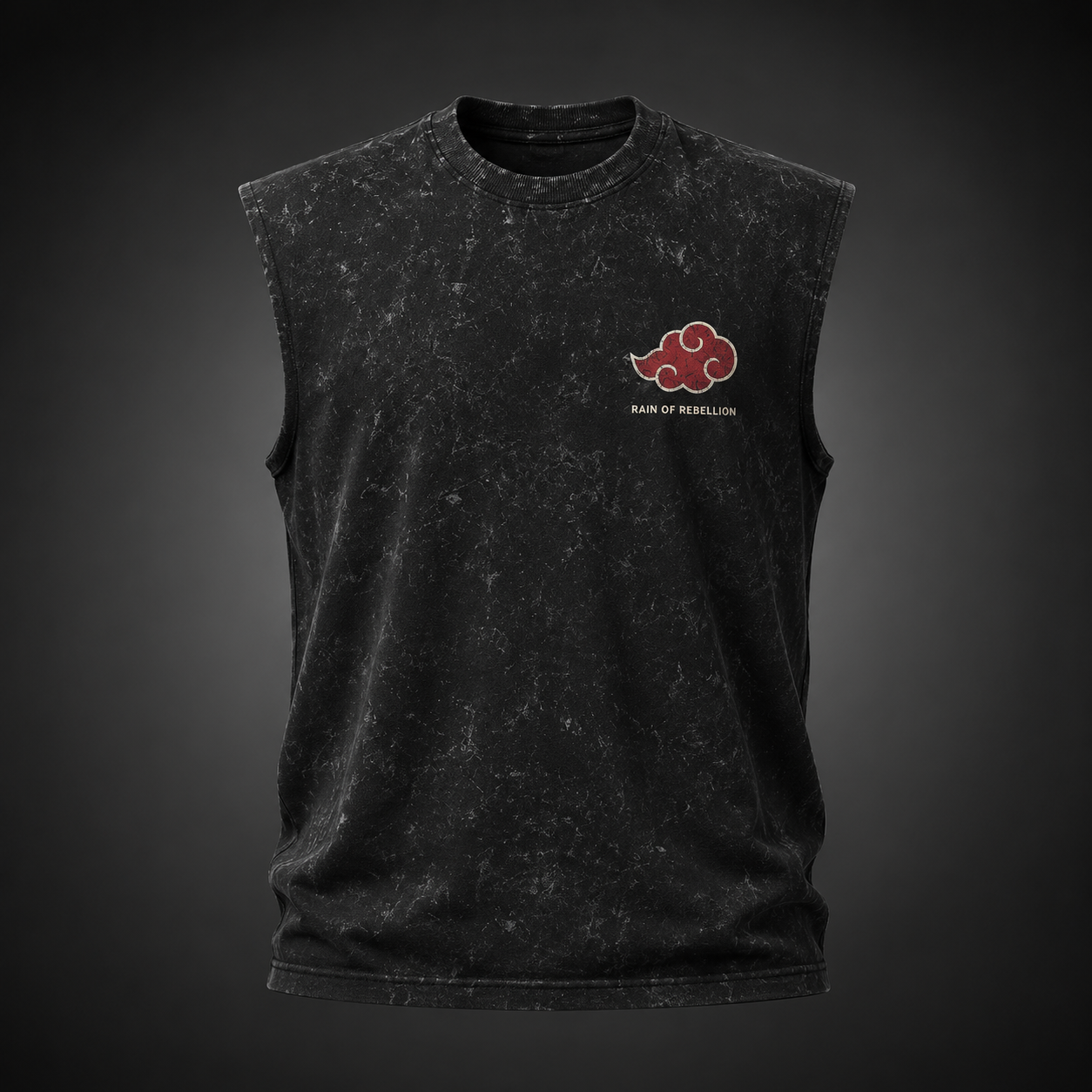 Washed black tank top with Pain Naruto Rain Of Rebellion graphic – photo 2