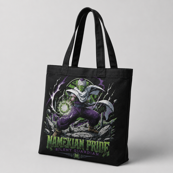 Black tote bag with Piccolo Dragon Ball Namekian Pride graphic – photo 2