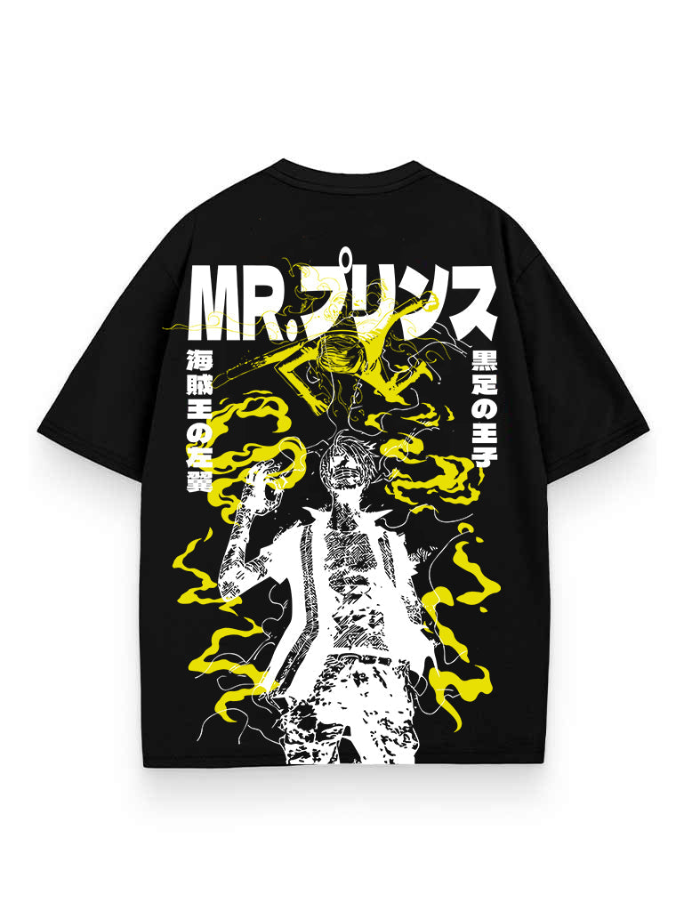 Black t-shirt with Sanji One Piece Mr. Prince graphic – photo 1