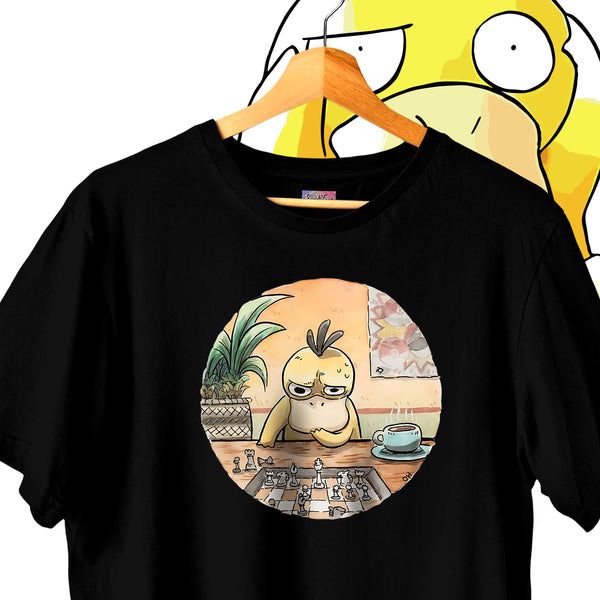 Psyduck Chess Match Circle Print - Pokemon Oversized Tee