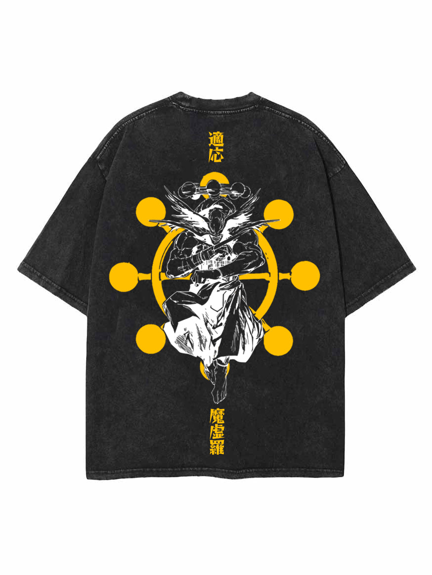 Washed black t-shirt with Mahoraga Jujutsu Kaisen Divine General graphic – photo 1