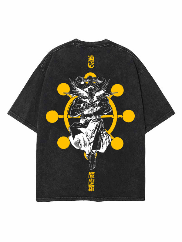 Washed black t-shirt with Mahoraga Jujutsu Kaisen Divine General graphic – photo 1