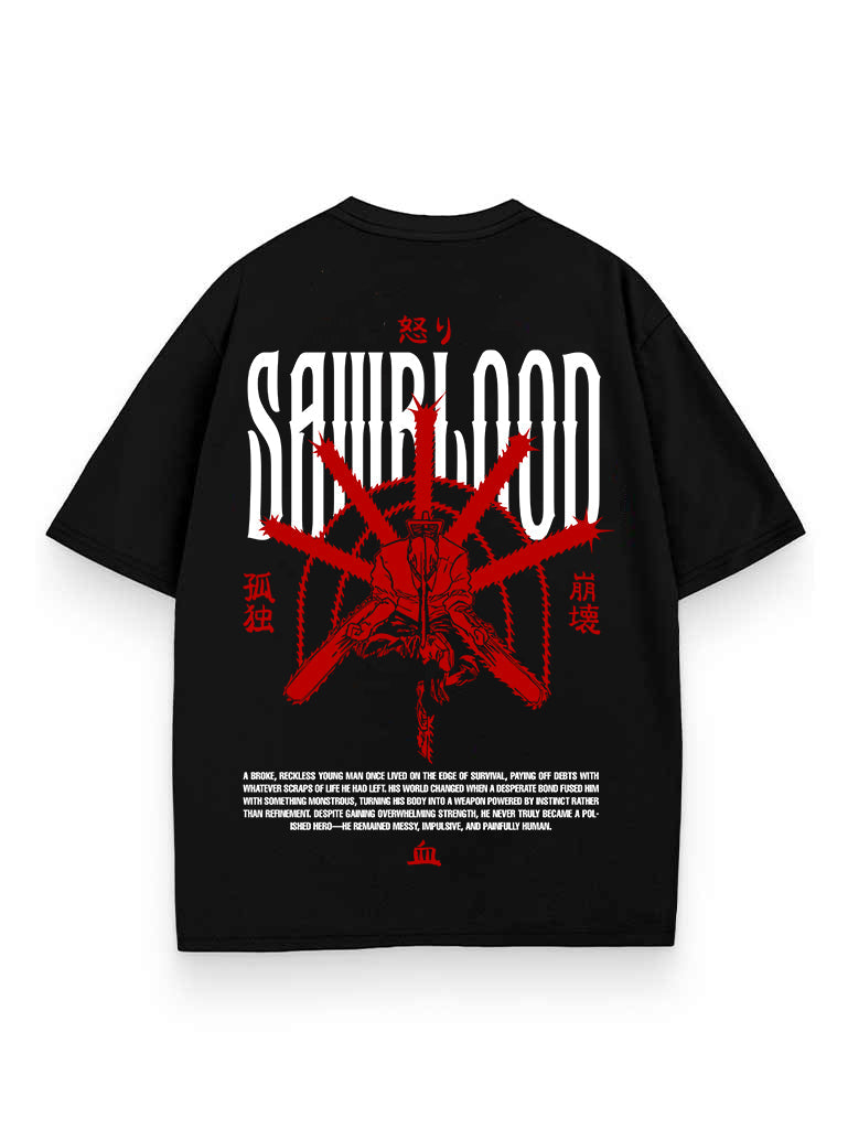 Black t-shirt with Denji (Chainsaw Man) Rip and Tear graphic – photo 1
