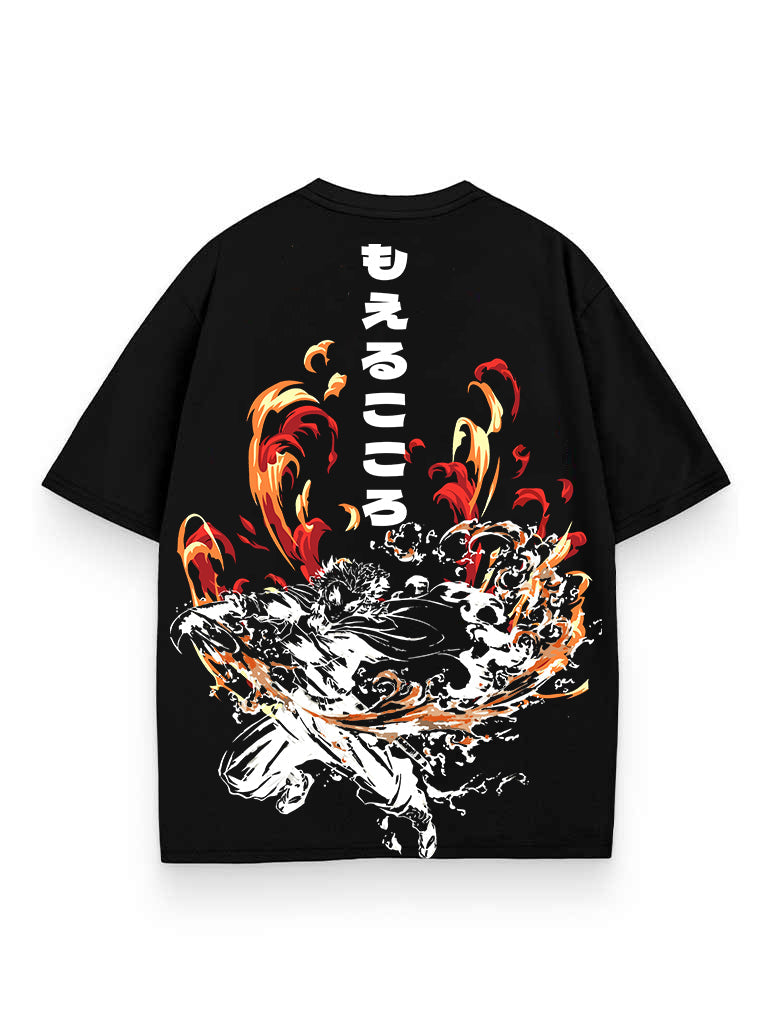 Black t-shirt with Kyojuro Rengoku Demon Slayer Burning Soul graphic – photo 1