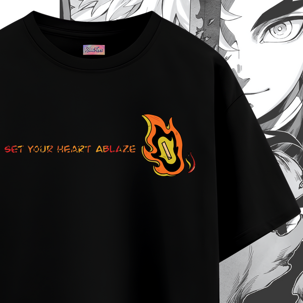 Rengoku Set Your Heart Ablaze - Demon Slayer Oversized Tee